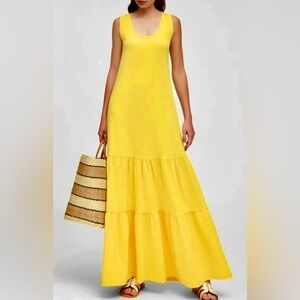 Banana Republic Sunny Yellow Dress maxi tiered long sleeveless